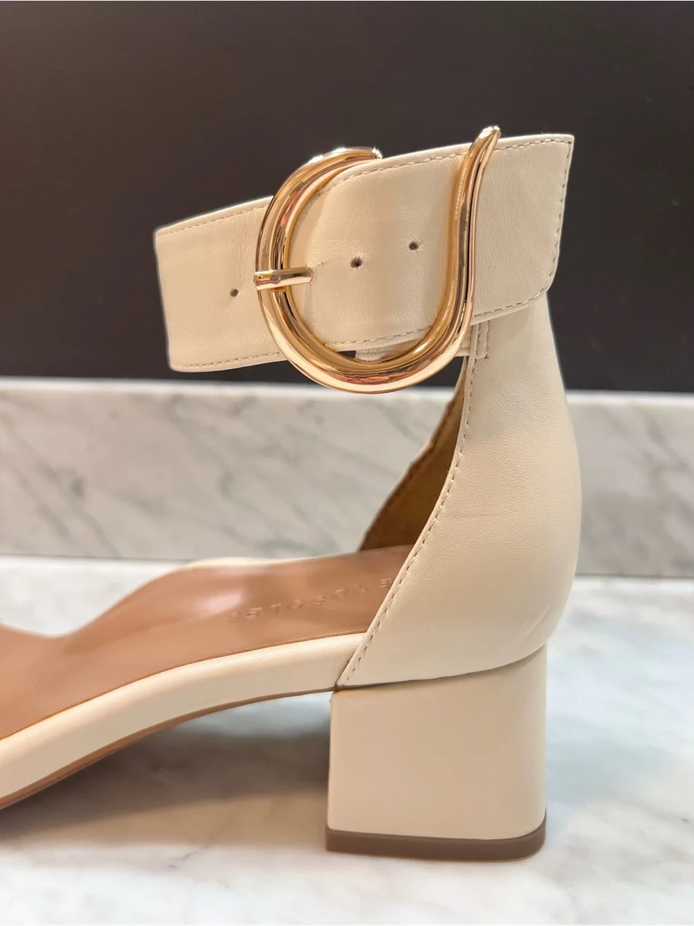 Aerosoles Eliza Women's Cream Block Heel Ankle Strap Sandals
